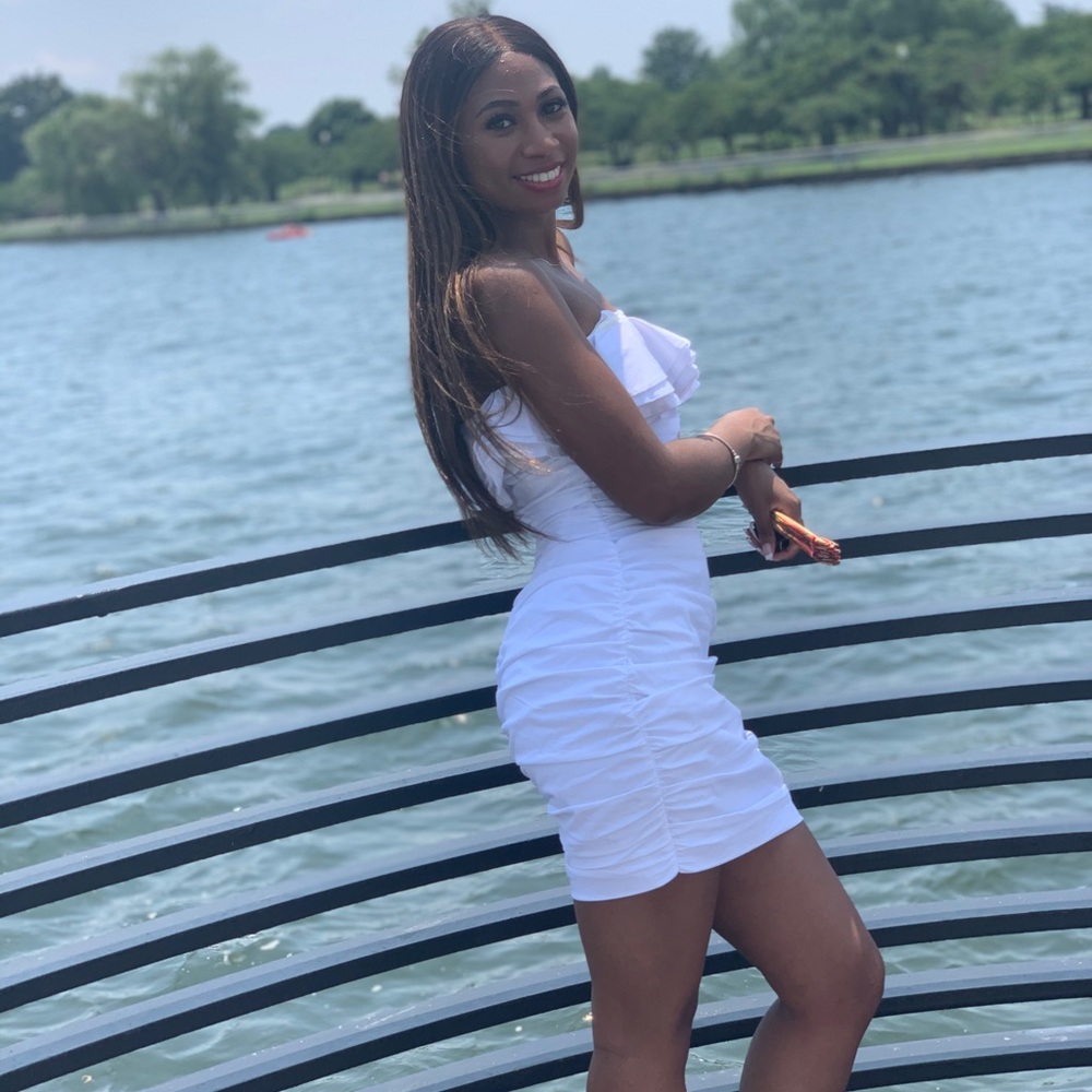 OhPolly Ruffle Me Up Strapless Frill Mini Dress in White